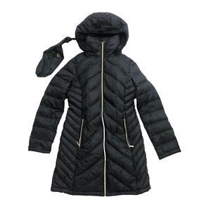 Michael Kors Packable Down Fill Parka Long Jacket Black Size XS Lightweight